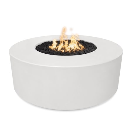 The Outdoor Plus 54 Round Florence Fire Pit - GFRC Concrete - White - Low Voltage Electronic Ignition - Natural Gas OPT-FL54E12V-LIM-NG